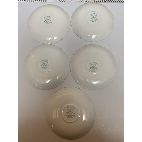 Johnson Brothers Swirl Tea Cup Saucers Snow White Regency Bone China Set (5) - Picture 2 of 8